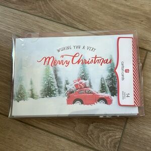 Red car merry Christmas cards